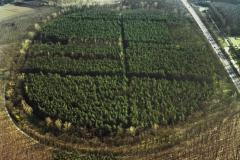 Pozostałości toru Opla w Schönauer Hof koło Rüsselsheim z 1995 roku, wyraźnie widoczne z powietrza