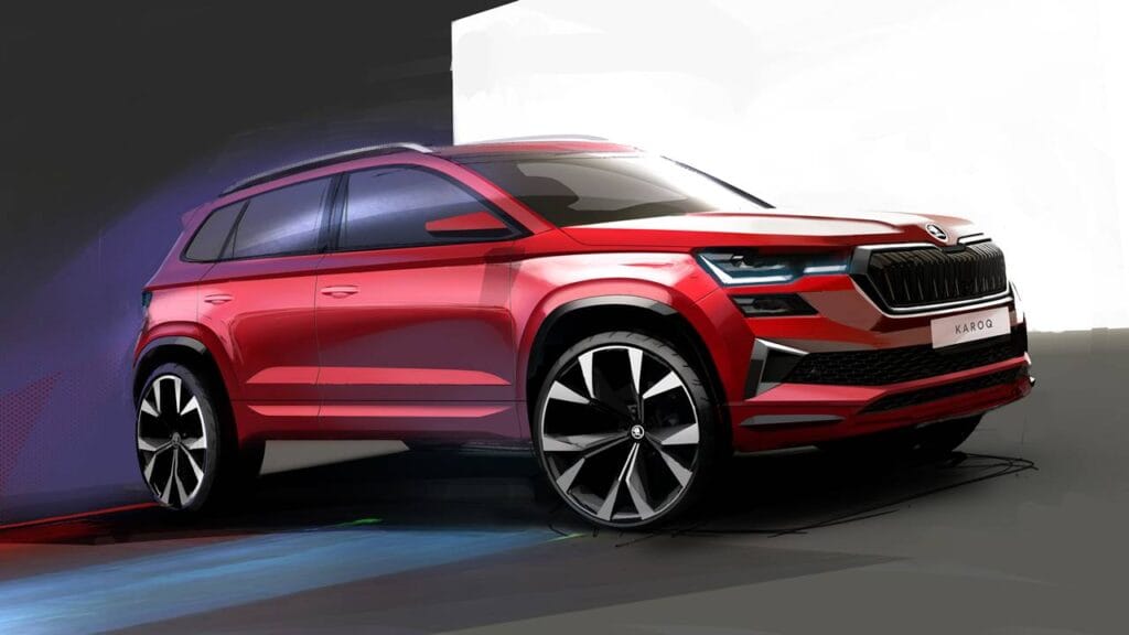 ŠKODA przedstawia szkice odświeżonego modelu KAROQ